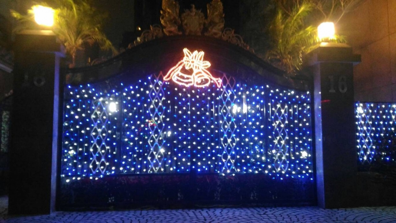 聖誕燈 藍白光網燈